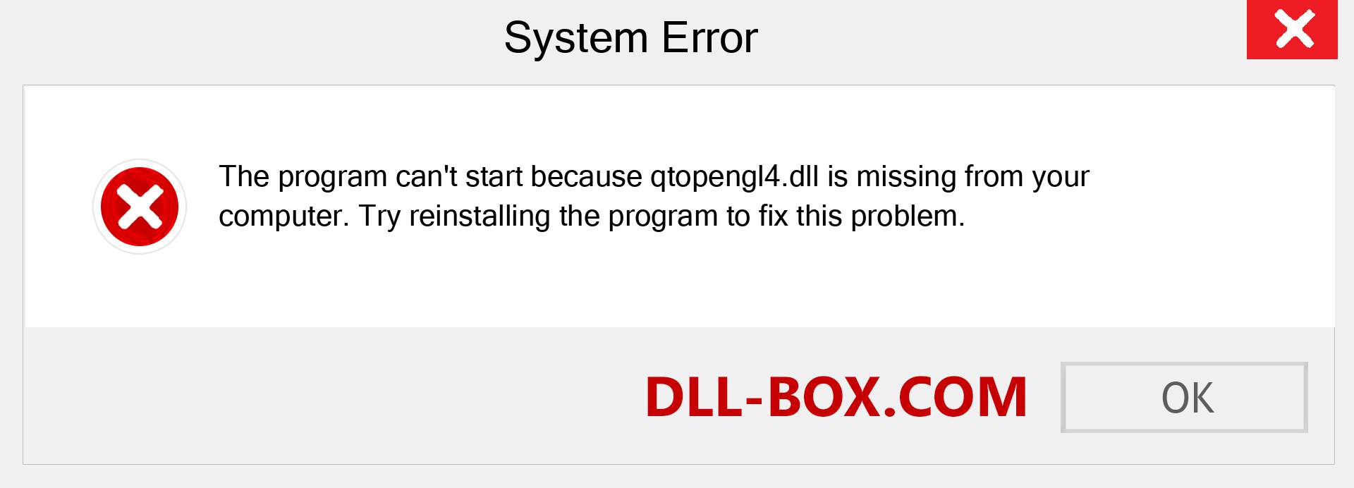  qtopengl4.dll file is missing?. Download for Windows 7, 8, 10 - Fix  qtopengl4 dll Missing Error on Windows, photos, images